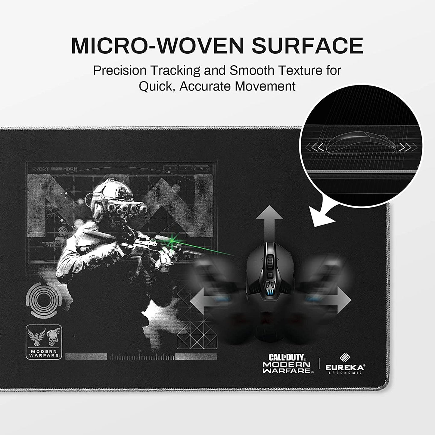 & Call of Duty Modern Warfare Night Raid Gaming Mouse Pad, XXL Large Black Home Office PC Computer Desk Accessories Keyboard Mousepad Mat Non-Slip Rubber Base Stitched Edges