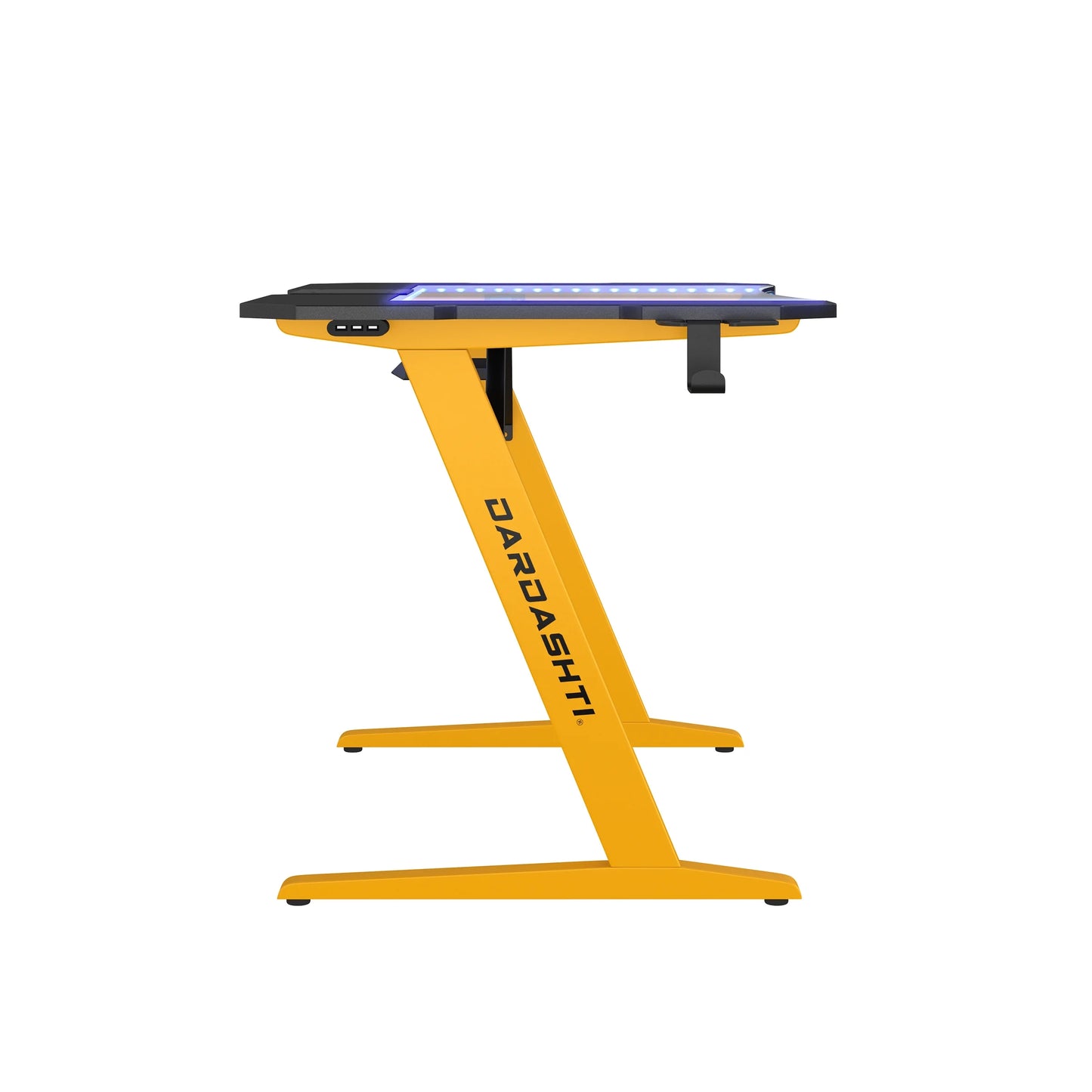 29.72" Gaming Desk with Built in LED Lights in Racing Yellow