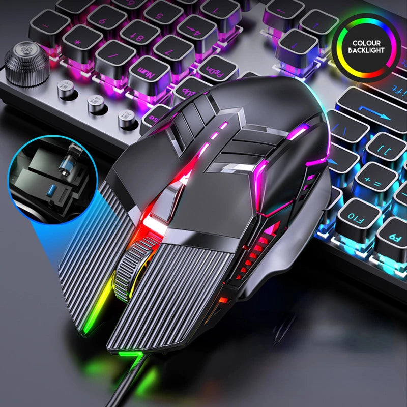 3200DPI Ergonomic Wired Gaming Mouse USB Mouse Gaming RGB Mause Gamer Mouse 6 Button LED Silent Mice for PC Laptop Computer