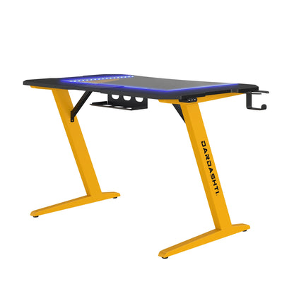 29.72" Gaming Desk with Built in LED Lights in Racing Yellow