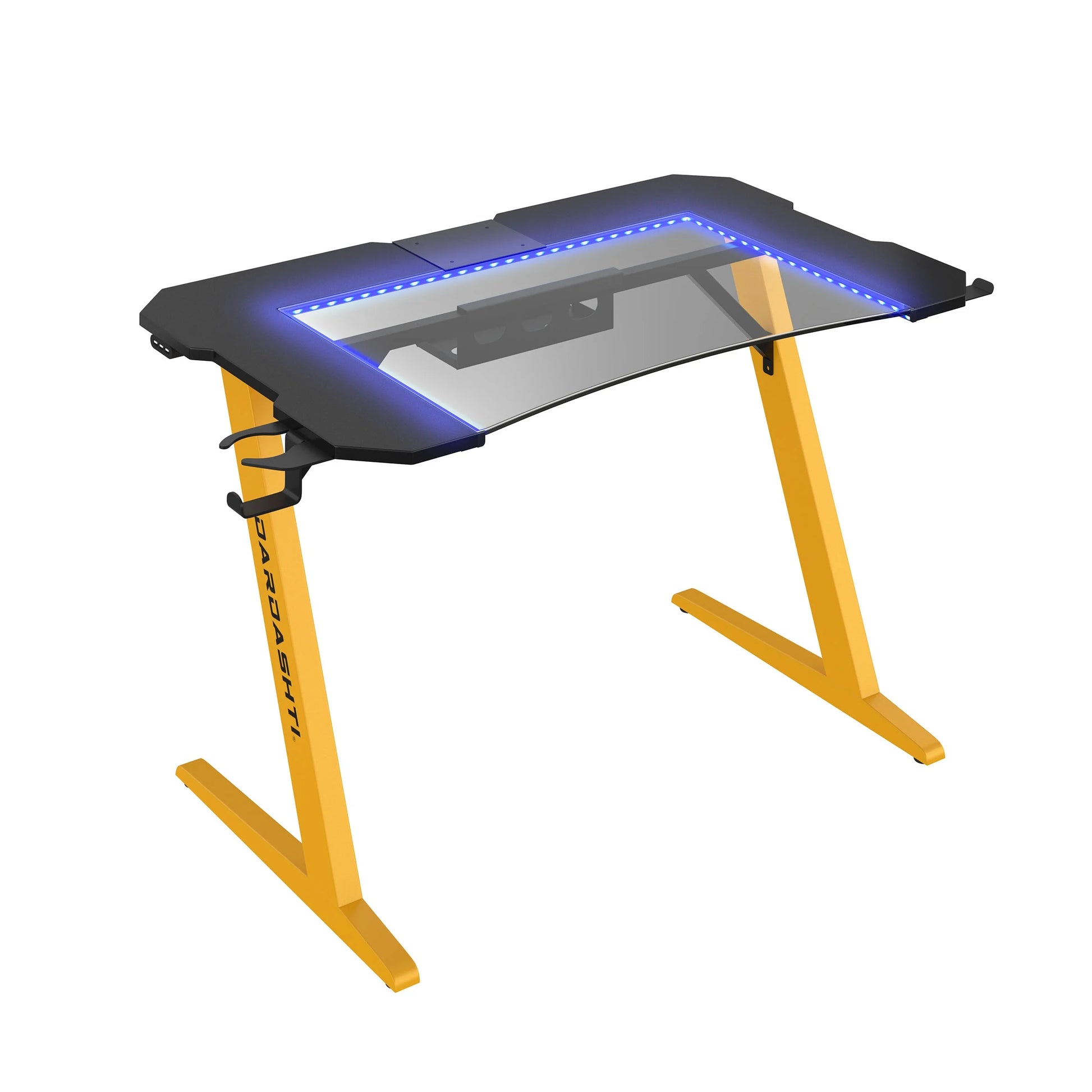 29.72" Gaming Desk with Built in LED Lights in Racing Yellow