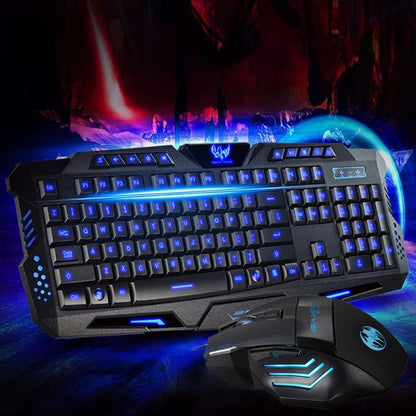 3 Colors LED Backlit Illuminated Gaming Keyboard and Colorful Mouse Set USB Illuminated for PC Gamer